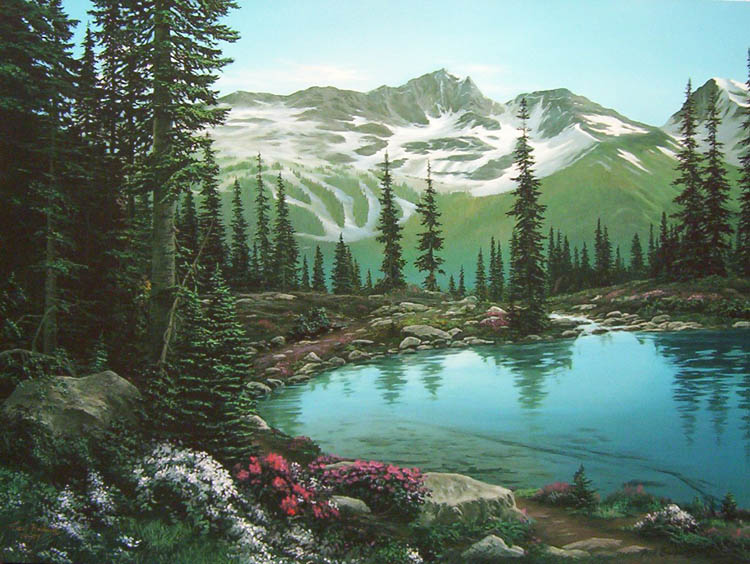 (image for) Handmade oil painting Copy paintings of famous artists Fred Buchwitz's harmony lake - Click Image to Close